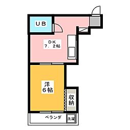 野口ビル 1DKの間取図画像