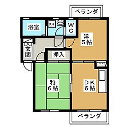 ベラカーサ白糸台 1階2DKの間取り