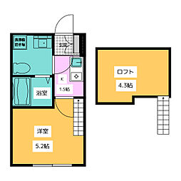 Quasi聖蹟桜ヶ丘 1階1Kの間取り
