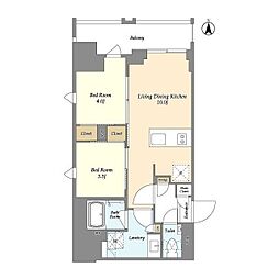 ドゥーエ府中I 2LDKの間取図画像