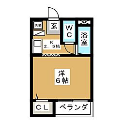 グレースYK 1Kの間取図画像