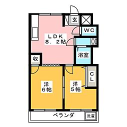 ことぶきマンション 2LDKの間取図画像