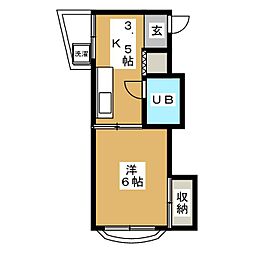 アクティブ35 1Kの間取図画像