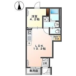 仮)多摩市永山 アパート新築工事 1LDKの間取図画像