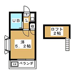 スリーエイト 1Kの間取図画像