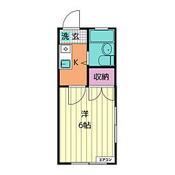 リバーハイム 1Kの間取図画像