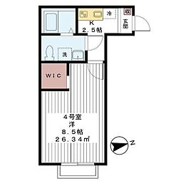 シエスタ東府中 1Kの間取図画像