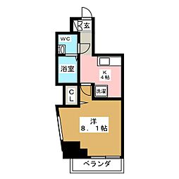 マーロ府中レジデンス♯R 1Kの間取図画像