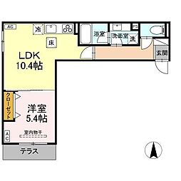Gloire府中分梅町 1LDKの間取図画像