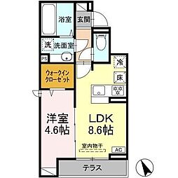 Dアセット飛田給 1階1LDKの間取り