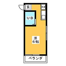 エンジェルハイツ32 ワンルームの間取図画像
