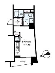 ドルチェ東京府中弐番館 2階ワンルームの間取り