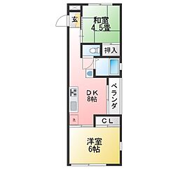 調布南コーポラス 2DKの間取図画像