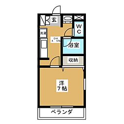 サウザンドV 1階1Kの間取り