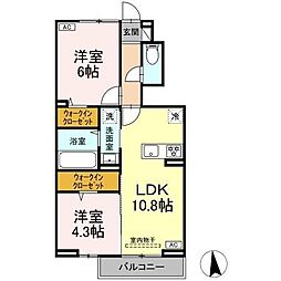 キャピタルワン 1階2LDKの間取り