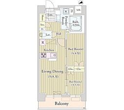 カハレア調布 2LDKの間取図画像