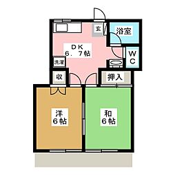 ハイツアベニュー 2DKの間取図画像