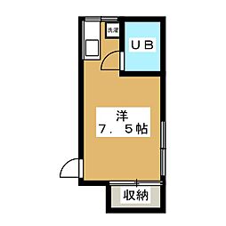 ミユキハイツ ワンルームの間取図画像