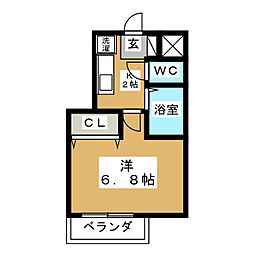 アークシティアレックス 1Kの間取図画像