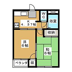 ハイツプリズムB 2Kの間取図画像