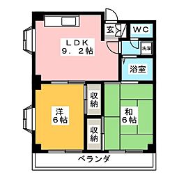 ルミエールK 2LDKの間取図画像