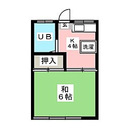 浩幸荘 1Kの間取図画像