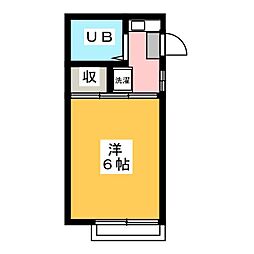 田代ハウス一号 ワンルームの間取図画像