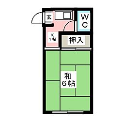 片岡荘 1Kの間取図画像