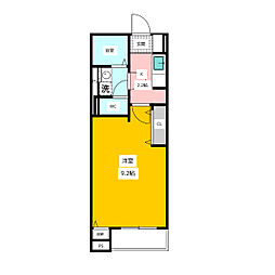 パフュームIII 4階1Kの間取り