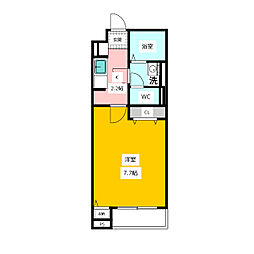 パフュームIII 4階1Kの間取り
