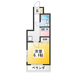 グランヴェージュ・一橋学園B 1Kの間取図画像