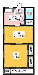 コーポ聖 2Kの間取図画像