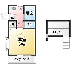 クレセントハウスヨシダ 1Kの間取図画像