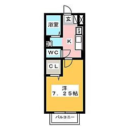 エスポワール 1Kの間取図画像