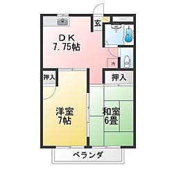 Dac一ツ橋 2DKの間取図画像