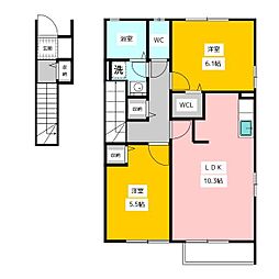 セジュールプレリー 2LDKの間取図画像