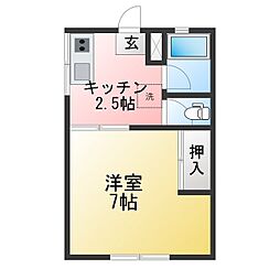 静和荘 1Kの間取図画像