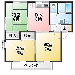 ガーデンヒルズA 3DKの間取図画像