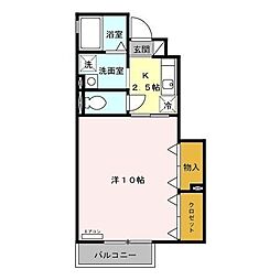 グランモアB 1Kの間取図画像