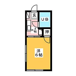 カサ・ベルデ 1Kの間取図画像
