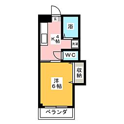 コーポ栄寿 1Kの間取図画像