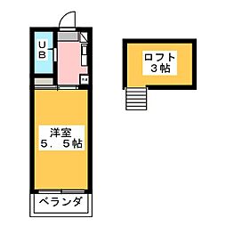 第12クリスタルハイツ 1Kの間取図画像