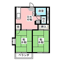 パークハイムパート1 2DKの間取図画像