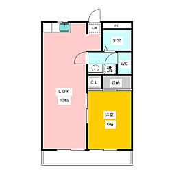 Dac一ツ橋 1LDKの間取図画像