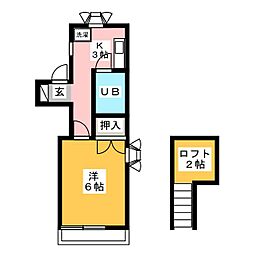 パールハイツ 1Kの間取図画像