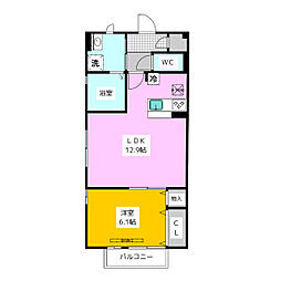 ソシアM 1階1LDKの間取り