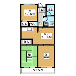 サン・パーク南橋本 3DKの間取図画像