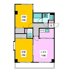 パレ・フォンティーノ 2LDKの間取図画像