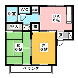 アネックス千代田 2DKの間取図画像