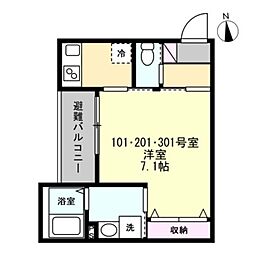 ベイルーム相模原ファイン 1Kの間取図画像